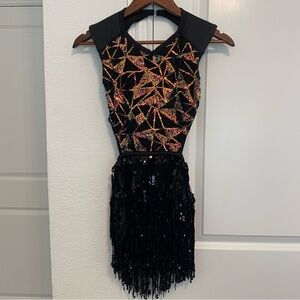 Black and Sequin Fringe dance Dress